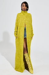 MOONLIGHT LONG TURTLENECK CARDIGAN IN GOLD