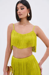 OH SO FRINGE TOP IN GREEN