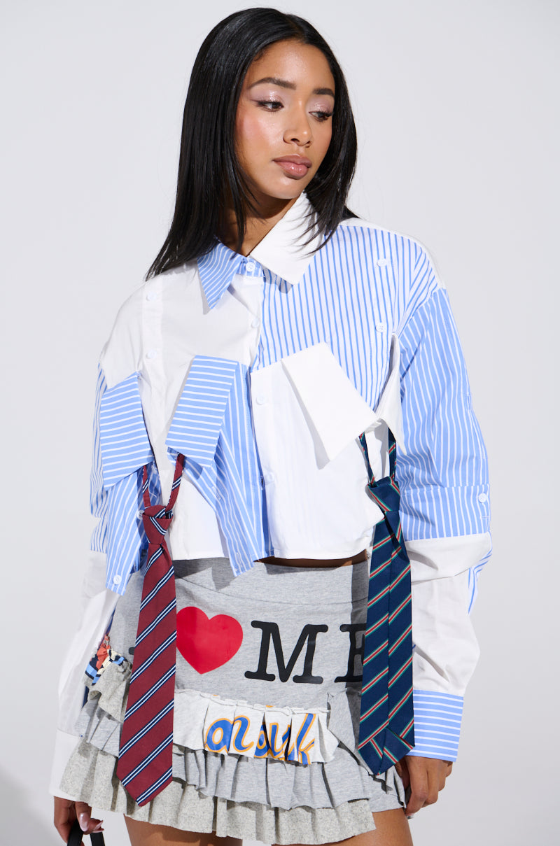 CASUAL FRIDAY CROPPED BUTTON UP SHIRT
