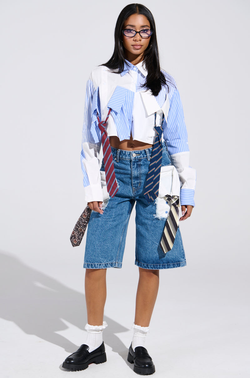CASUAL FRIDAY CROPPED BUTTON UP SHIRT