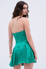 QUEEN OF IT ALL PRINTED SATIN MINI DRESS