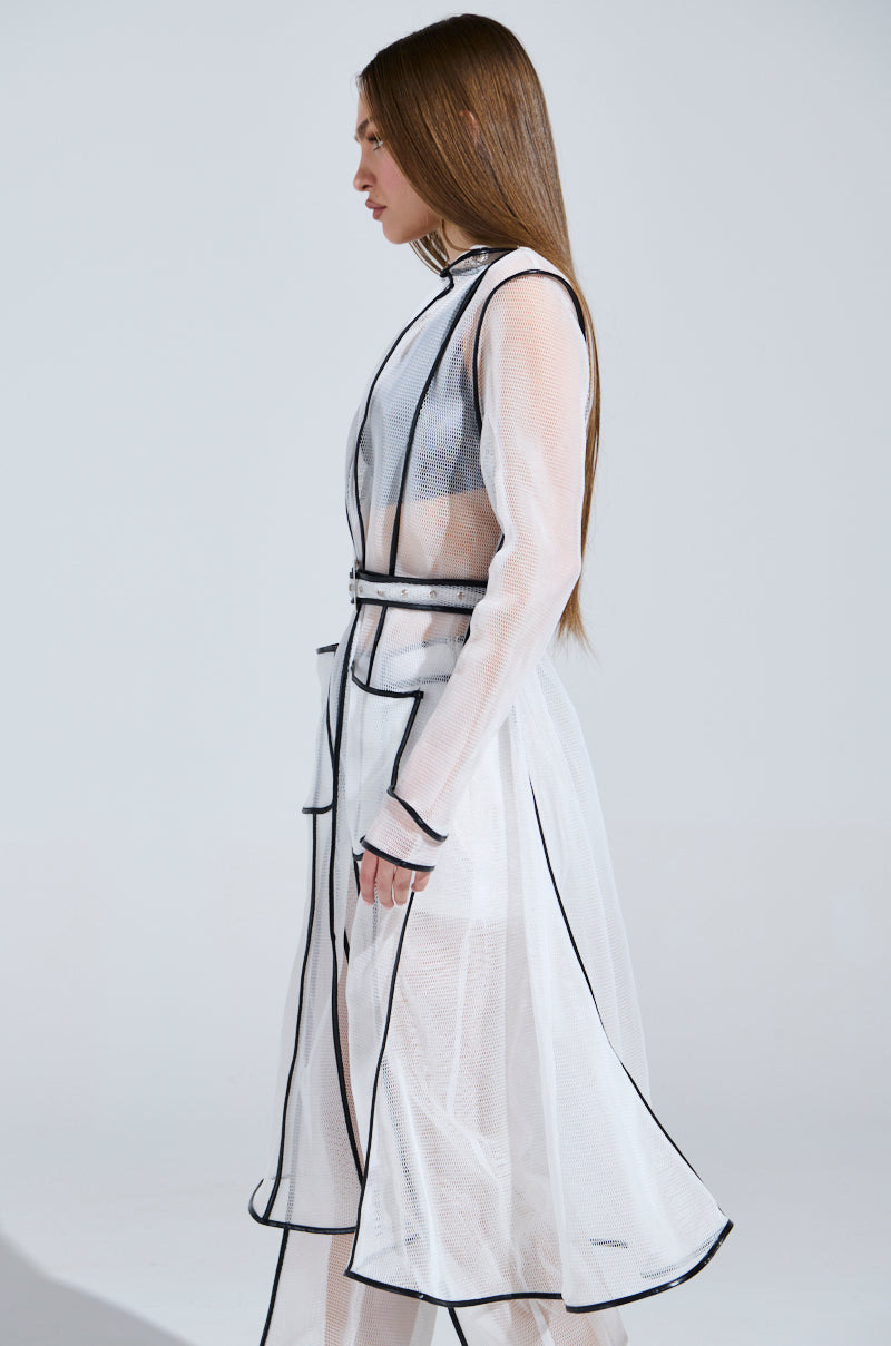 ONE TO WATCH MESH TRENCH IN WHITE