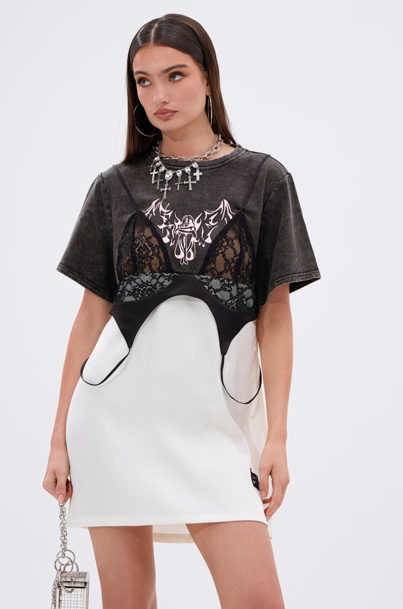 QUIT STARING GRAPHIC TSHIRT DRESS