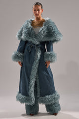 MOXIE FUR TRIM DENIM TRENCH