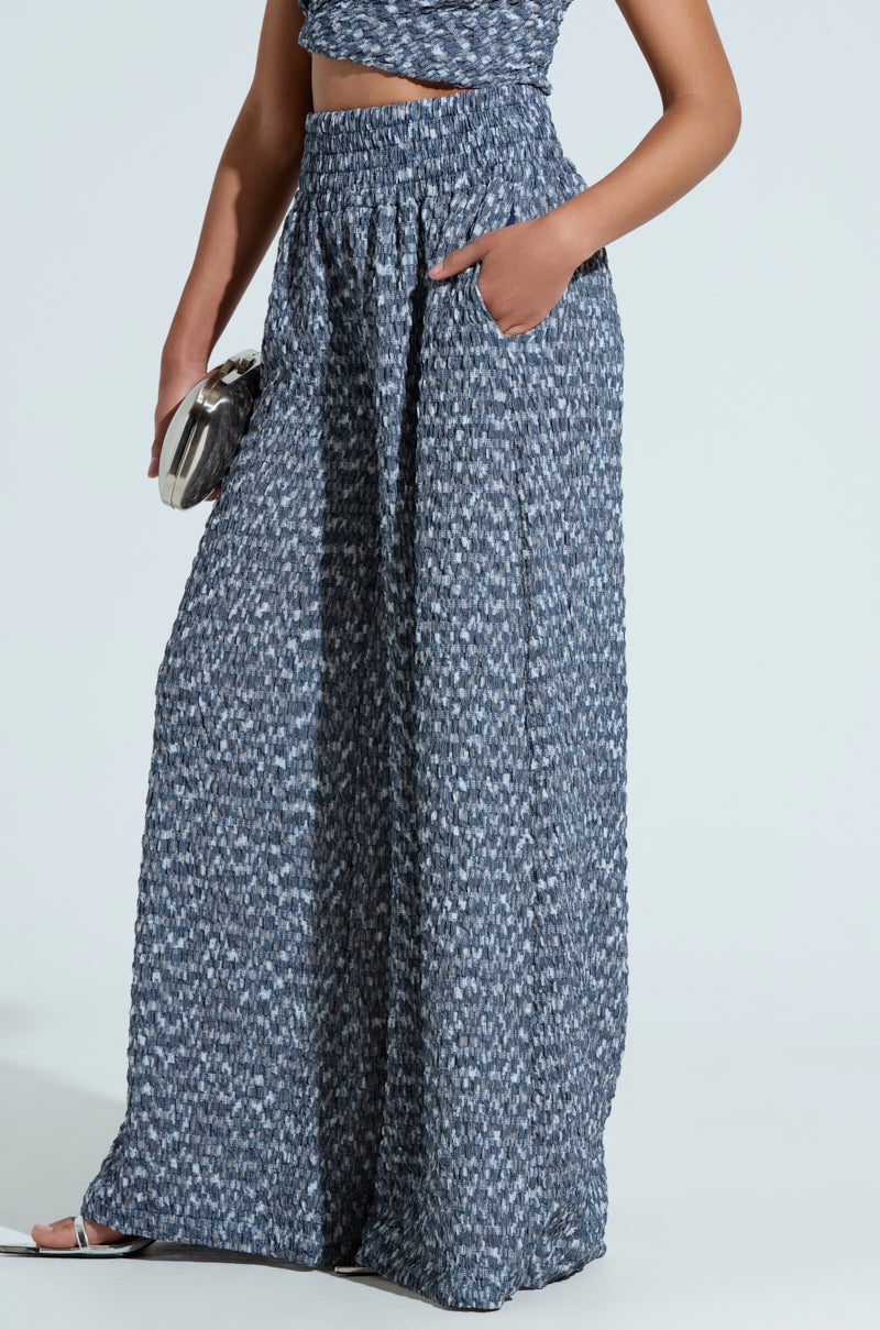 MULTI TEXTURED WIDE LEG PALAZZO PANT