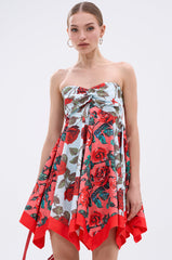 ON VACAY PRINTED SATIN MINI DRESS