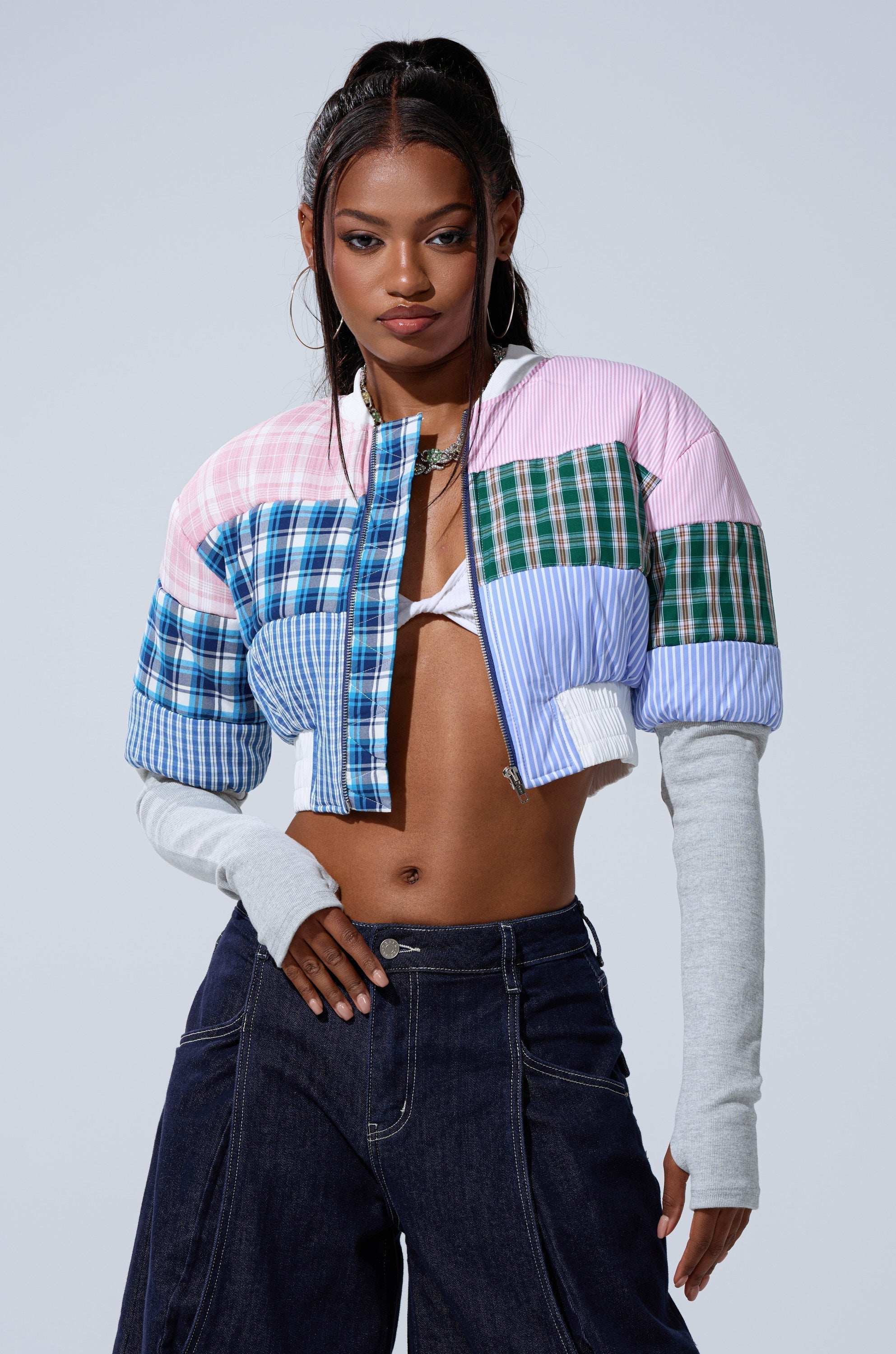 BABY GIRL PATCHWORK BOMBER