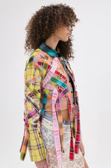 FEELING CRAZY MIXED PLAID BUTTON DOWN