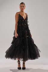 COULDN'T BE ME IF YOU TRIED TIE MAXI DRESS IN BLACK