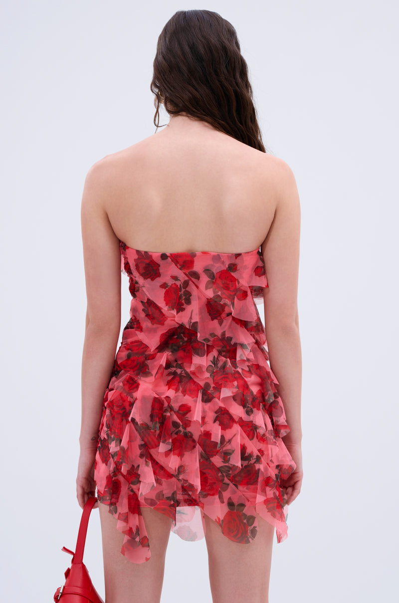 ROSIE RUFFLE PRINTED MINI DRESS