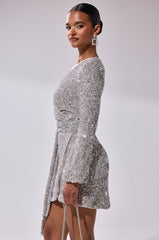 LORETTA SEQUIN WRAP MINI DRESS