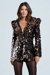 PARTY AT JOSH'S SEQUIN HOODED BLAZER