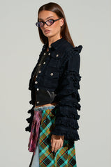 FELICITY STATEMENT SLEEVE DENIM JACKET