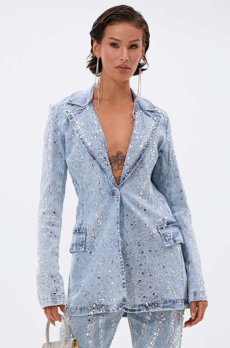 DIAMONDS DANCING DENIM BLAZER