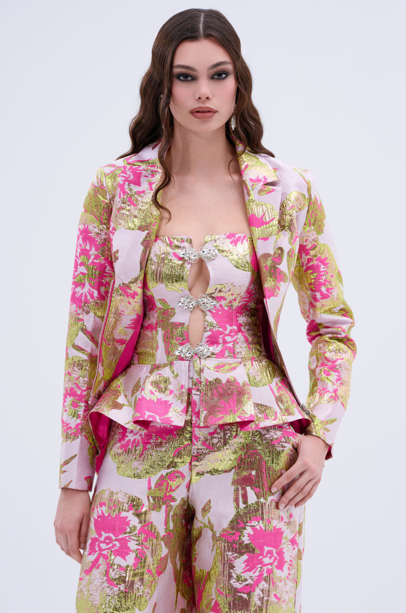 LOVELY FLORAL BROCADE BLOUSE