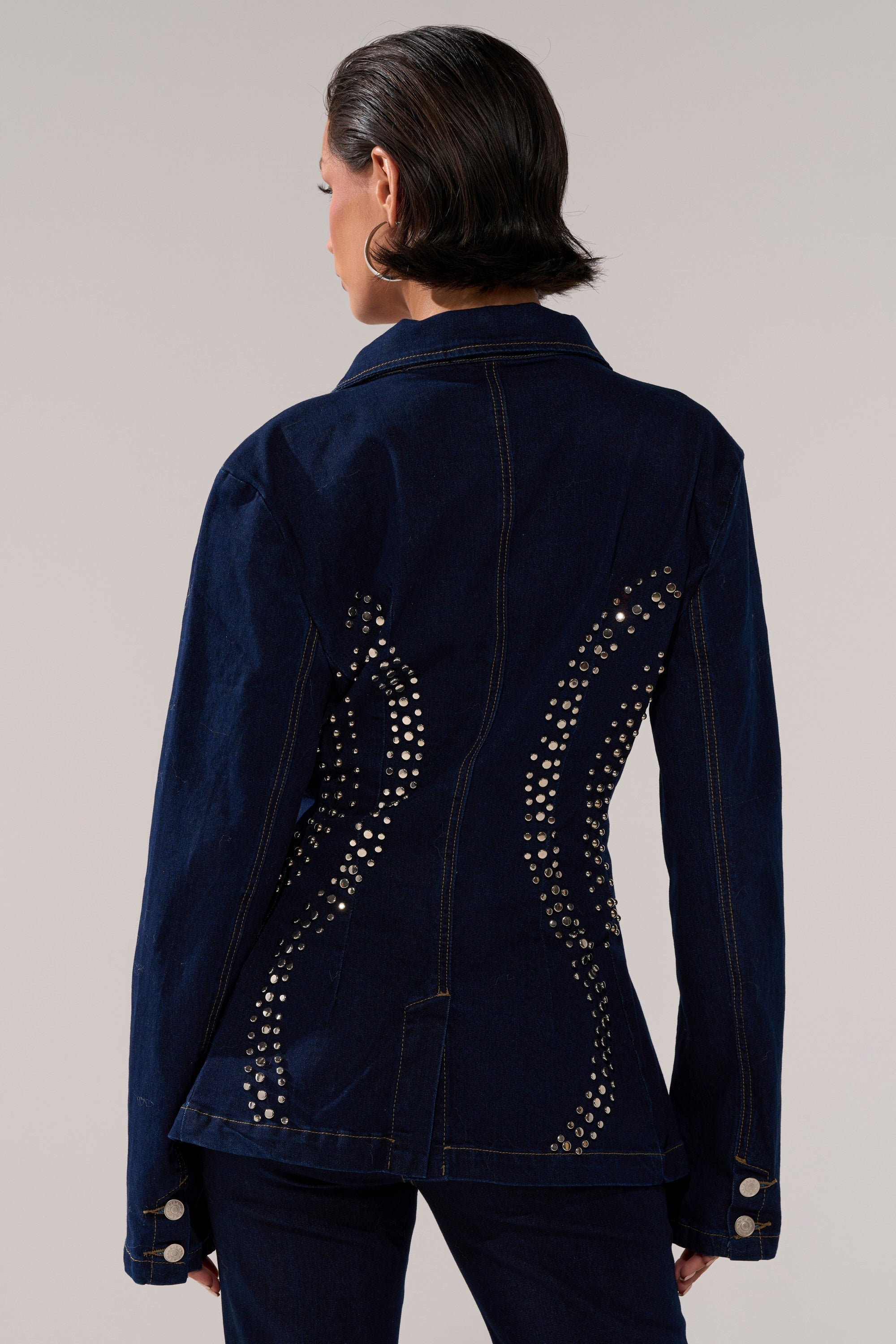 CHEYENNE STUDDED DENIM BLAZER
