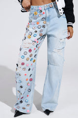 PENELOPE GRAPHIC BUTTON JEANS