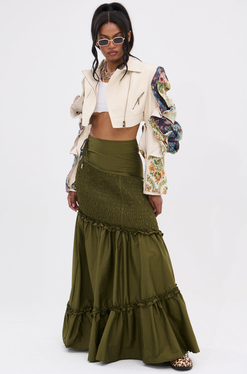 IT ONLY GETS BETTER RUCHED MAXI SKIRT