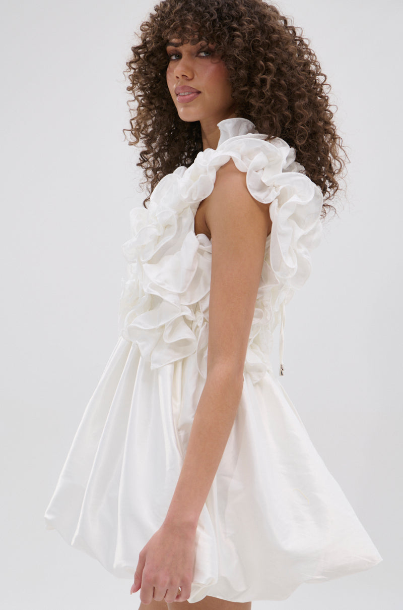 BORN TO STAND OUT RUFFLE MINI DRESS