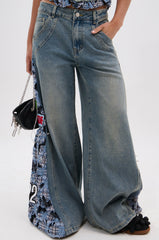 ON POINT PLAID EMBELLISHED DENIM PANT
