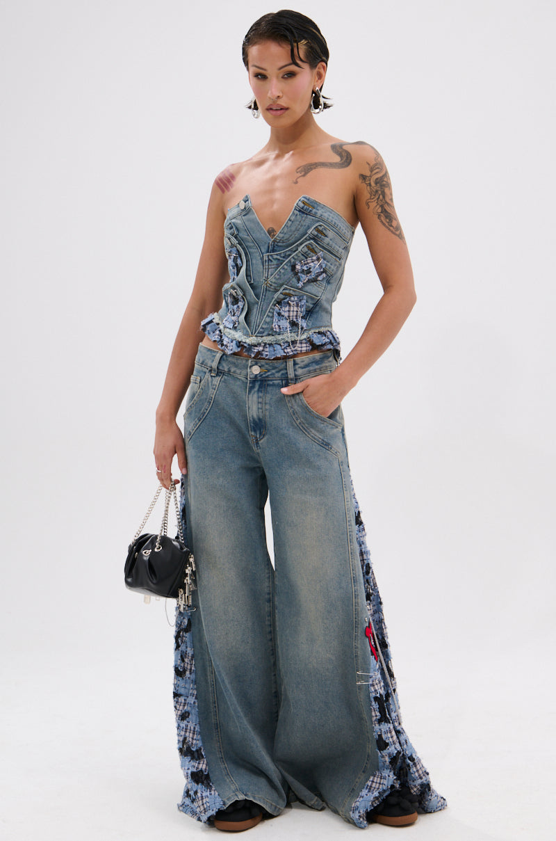 ON POINT PLAID EMBELLISHED CORSET