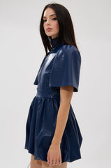 LALA LOVE YOU PU MINI DRESS IN NAVY