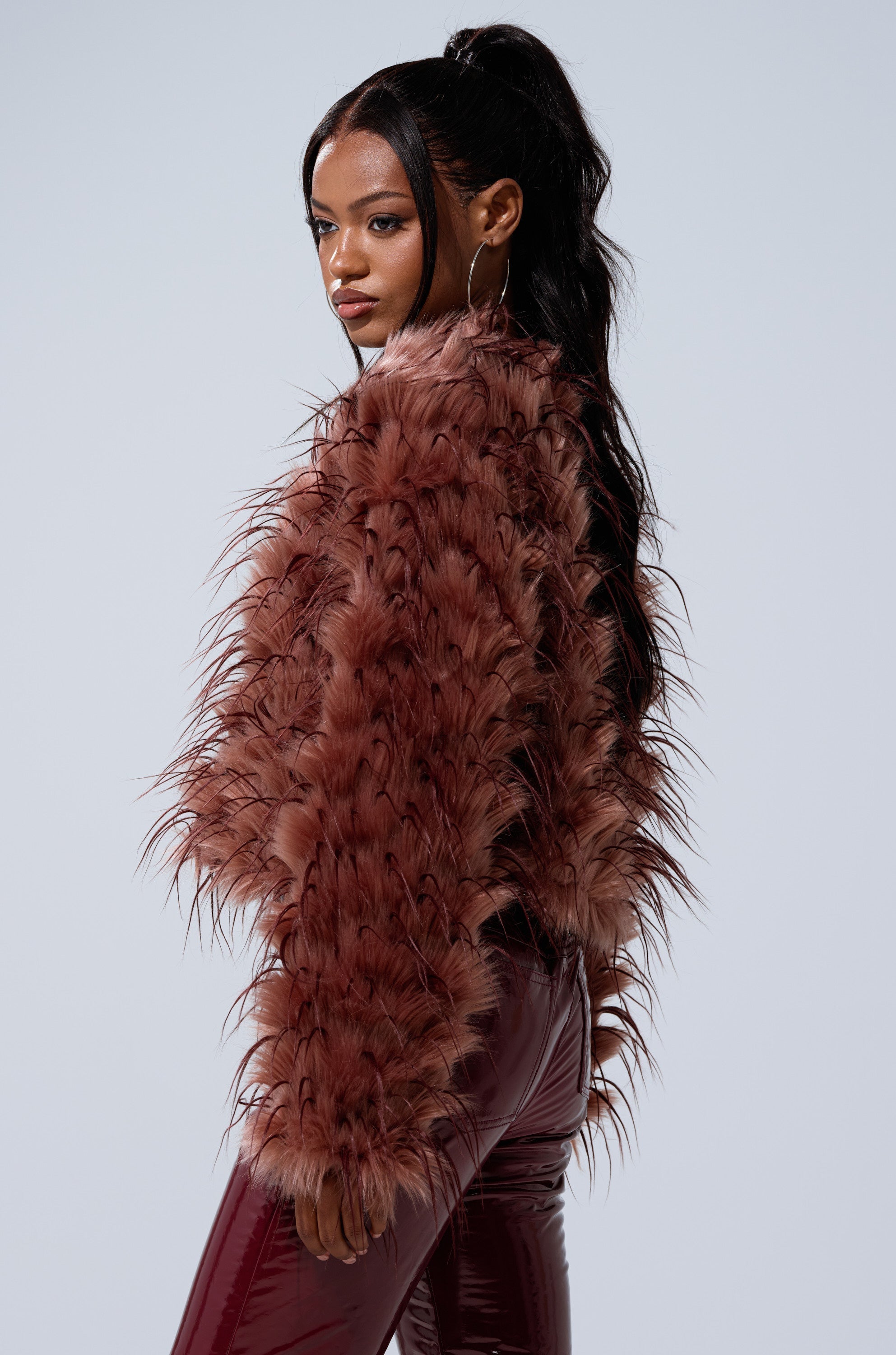 PIPER TEXTURED FAUX FUR COAT