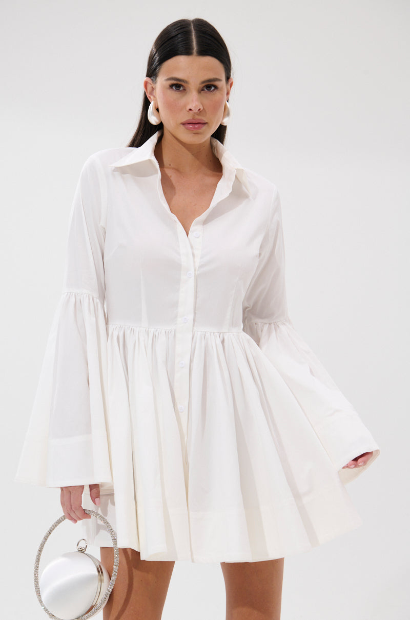 AROUND THE WORLD POPLIN MINI DRESS