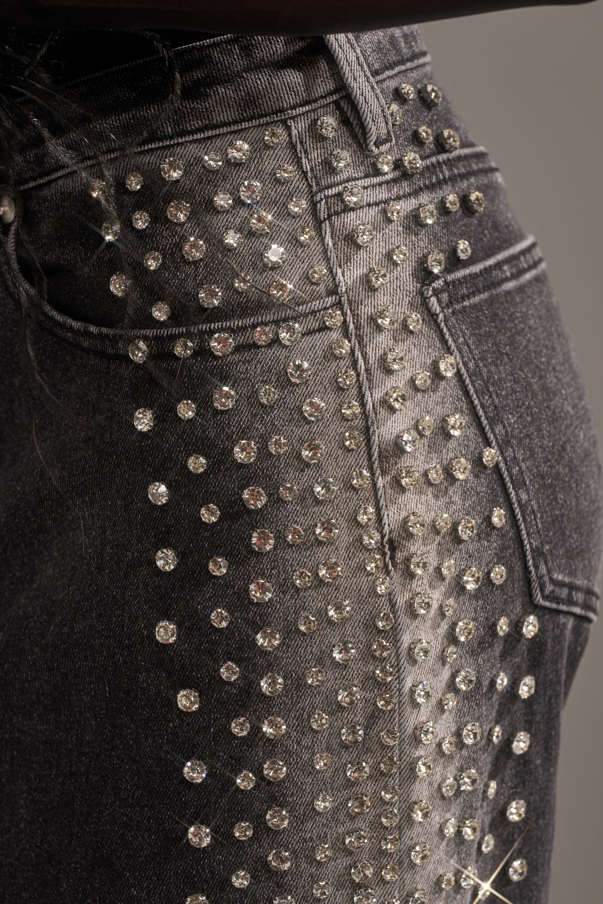 FREAKING FIRE EMBELLISHED DENIM