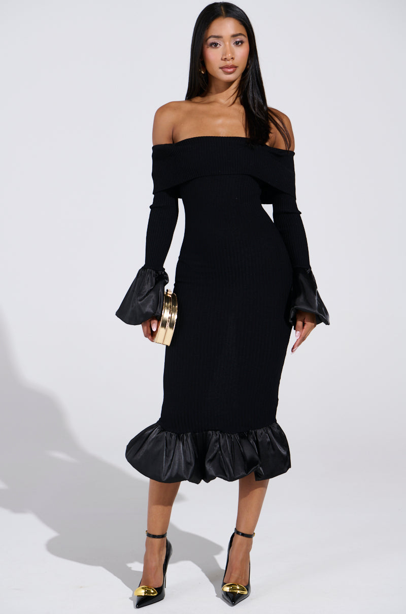 BACK IN A MINUTE KNIT MIDI DRESS