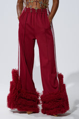 MODERN JAM TRACK PANT WITH TULLE IN BURGUNDY