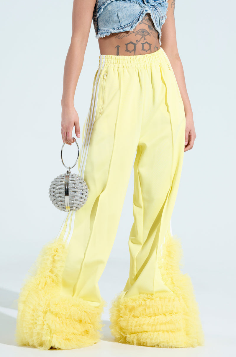 MODERN JAM TRACK PANT WITH TULLE IN YELLOW