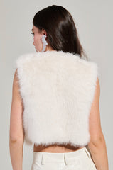 LIGHTS OUT FAUX FUR VEST IN WHITE