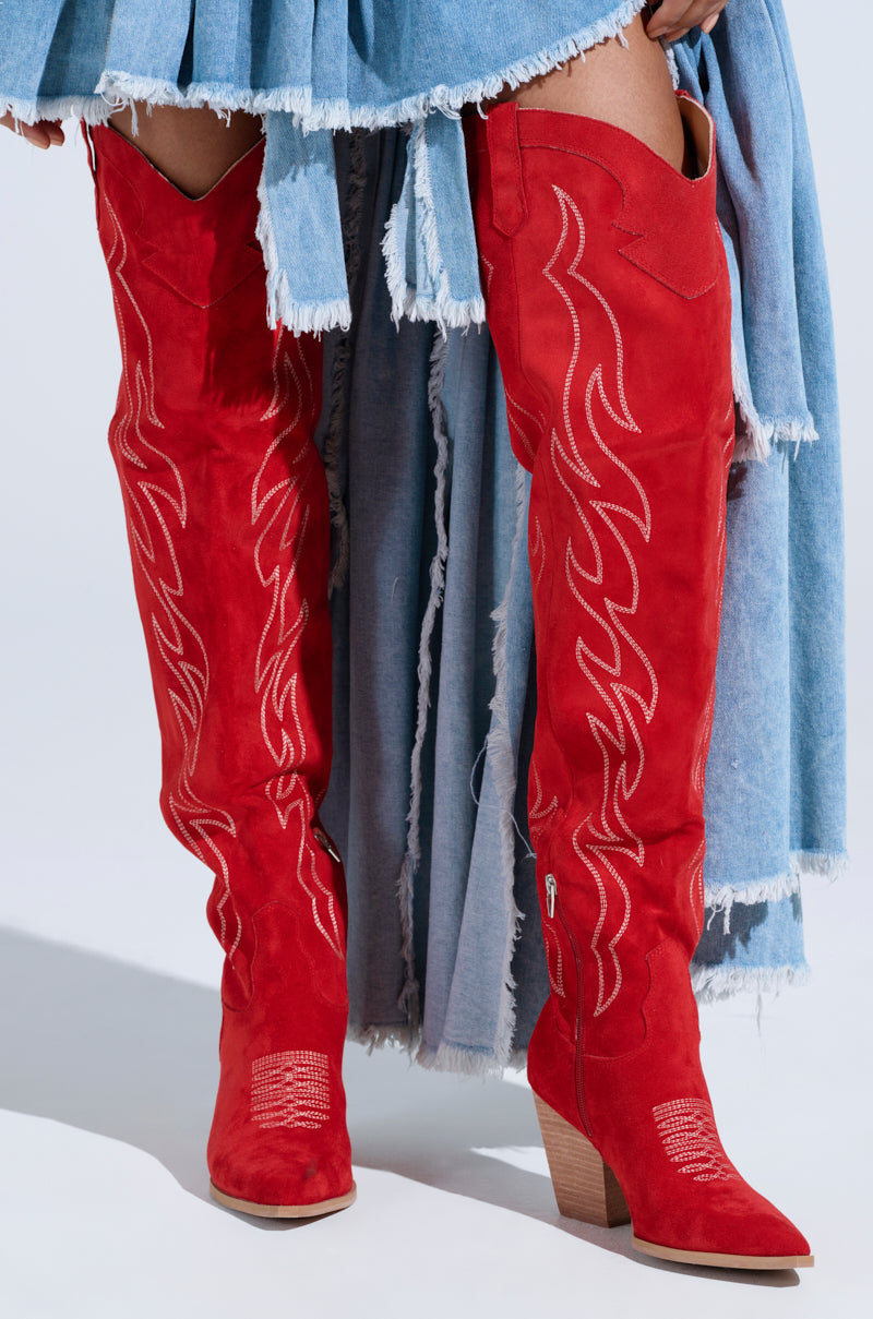 ABBY RED HIGH SHAFT WESTERN BOOT