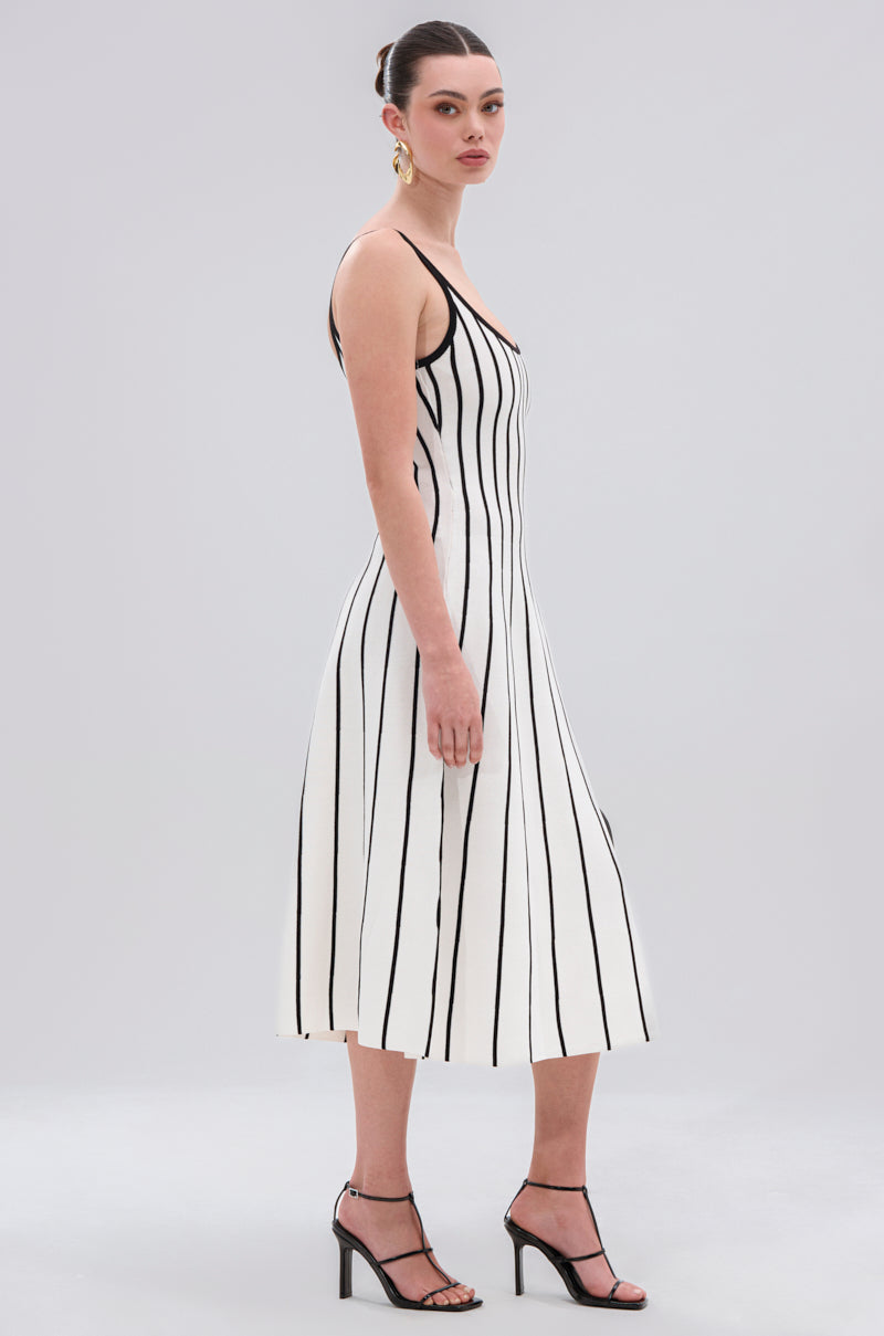 LETS GET IT GOING KNIT STRIPE MIDI DRESS