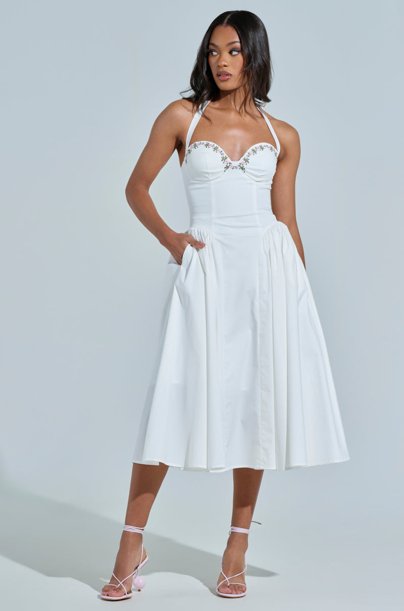 OFF TO BRUNCH POPLIN MIDI DRESS