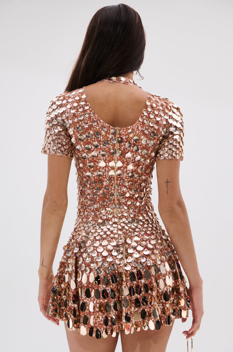 FAR FROM BASIC SEQUIN MINI DRESS