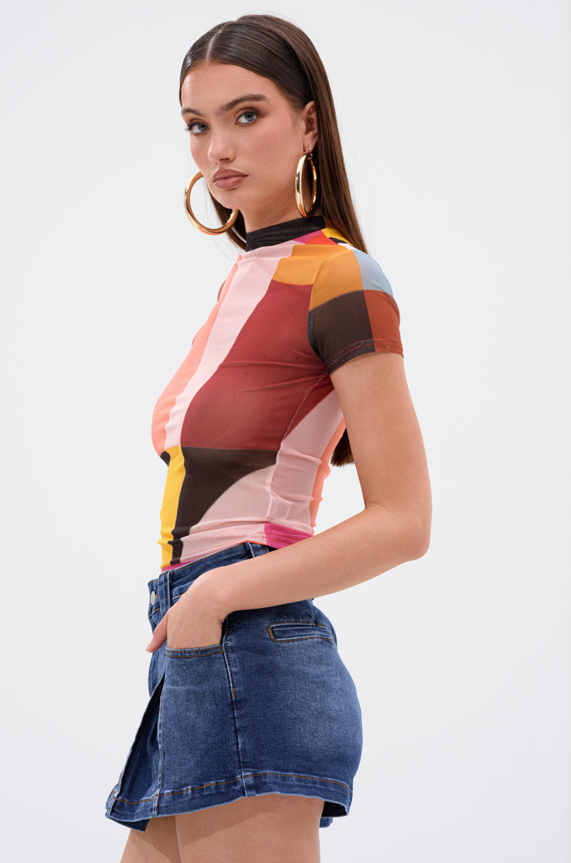 ABSTRACT THOUGHTS MESH SHORT SLEEVE TEE