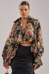 HIGH SOCIETY HIGH LOW BROCADE BLOUSE