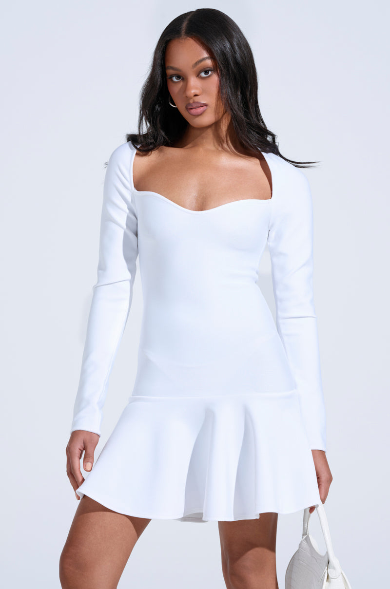 HIGHLY FAVORED BANDAGE MINI DRESS IN WHITE
