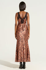LEOPARD PRINT IS THE NEW BLACK SATIN MIDI DRESS