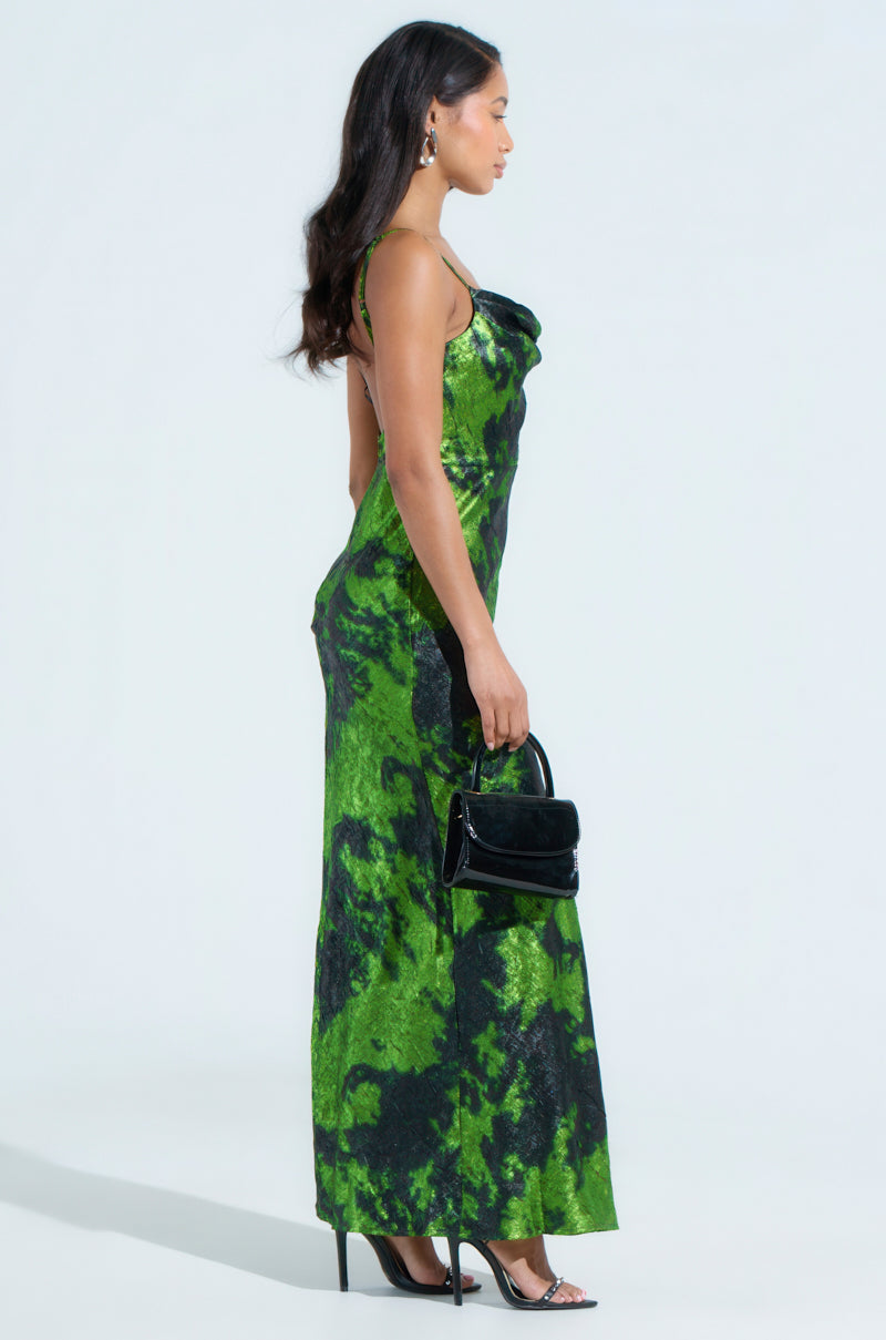 LENNON PRINTED METALLIC MAXI DRESS