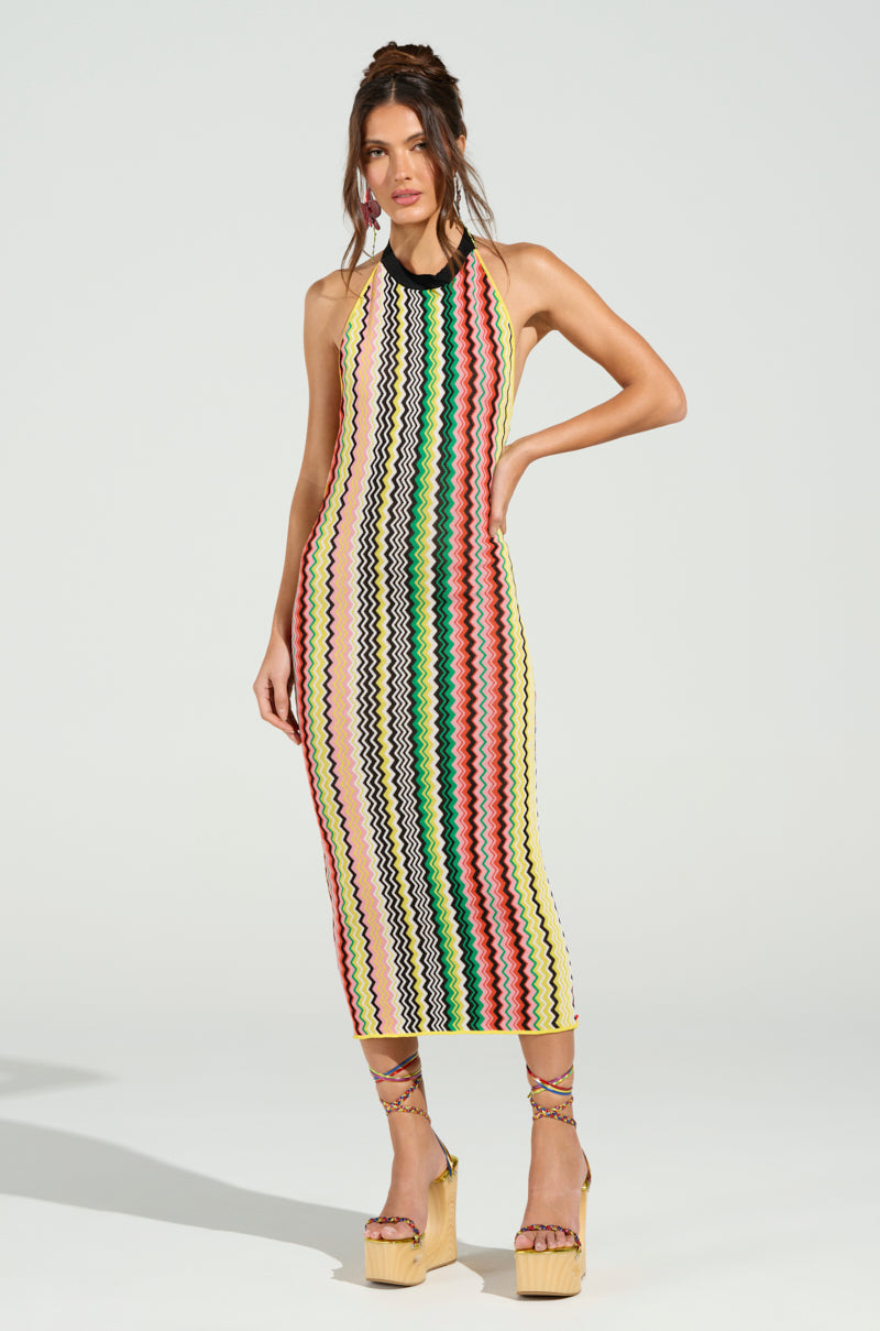 ON THE RUN PRINTED MIDI DRESS