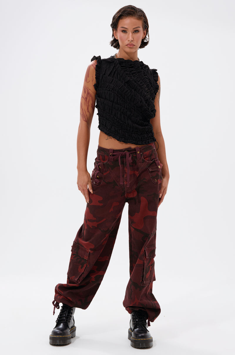CANT SEE ME BURGUNDY CAMP CARGO JOGGER