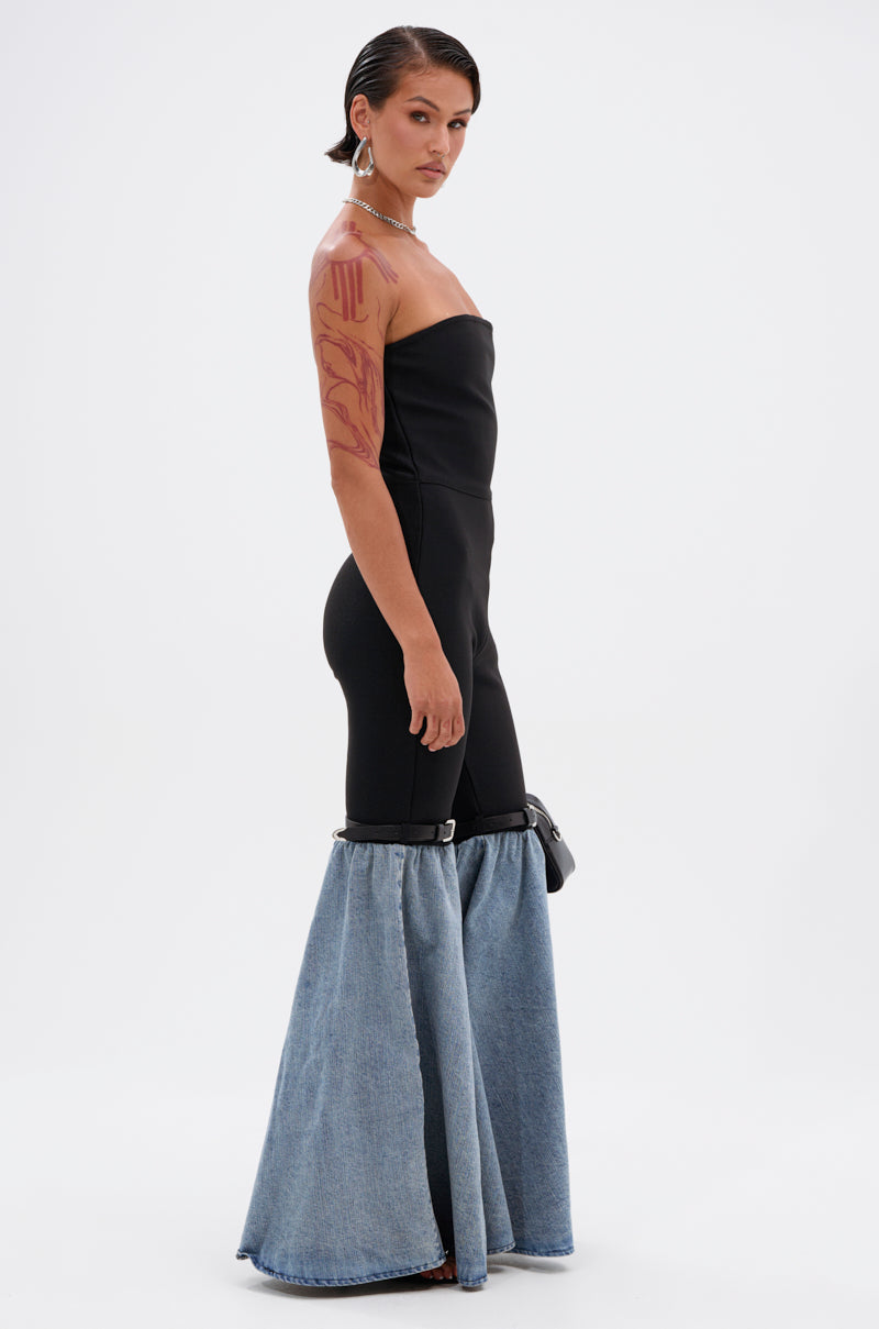 COOL GIRL DENIM BANDAGE JUMPSUIT