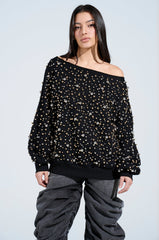 IN THE AIR OFF THE SHOULDER SWEATSHIRT