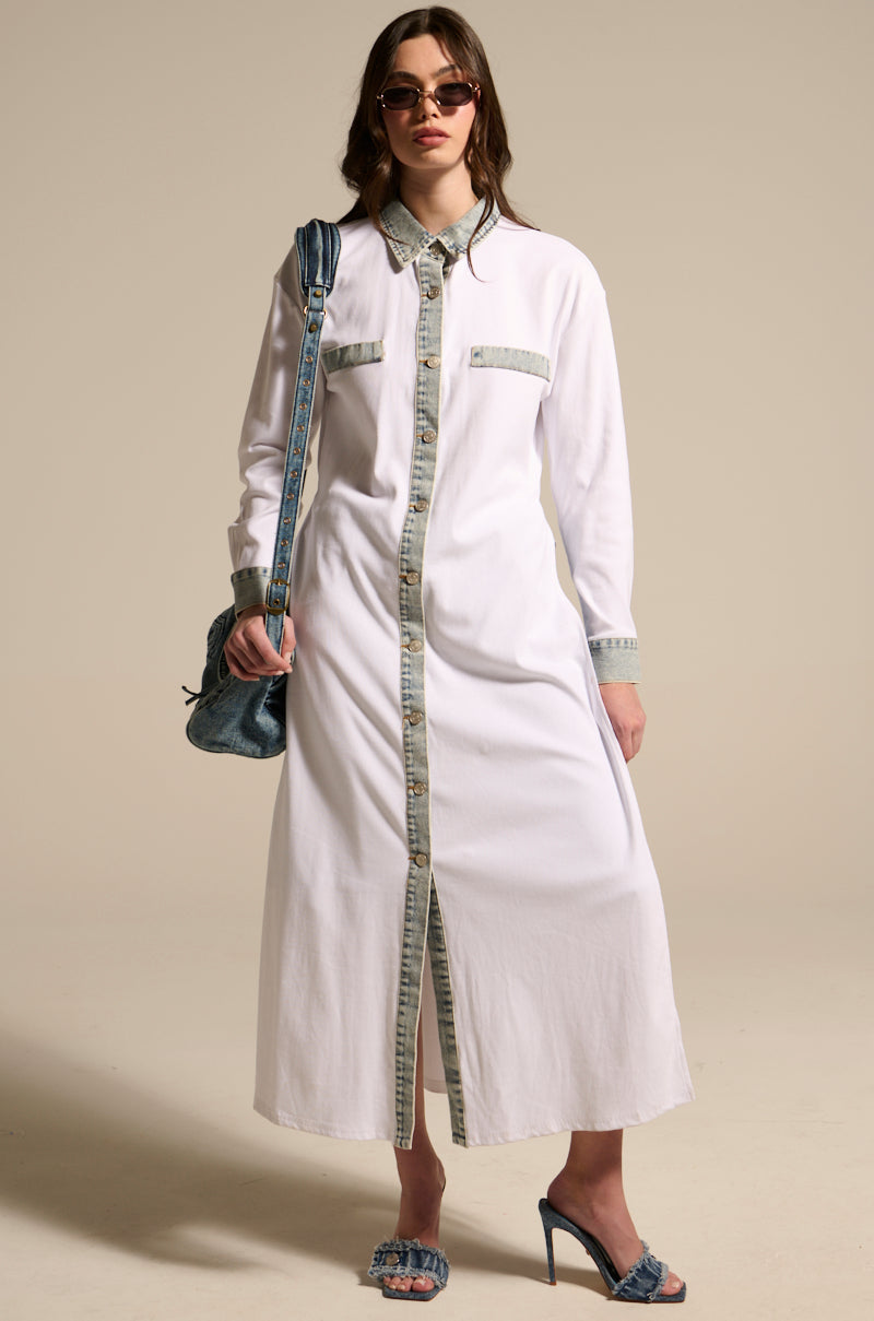 LEILA OVERSIZED WHITE MULTI BUTTON UP