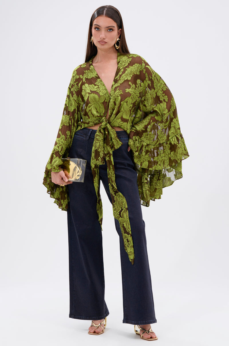 BUTTERLY EFFECT BLOUSE IN GREEN