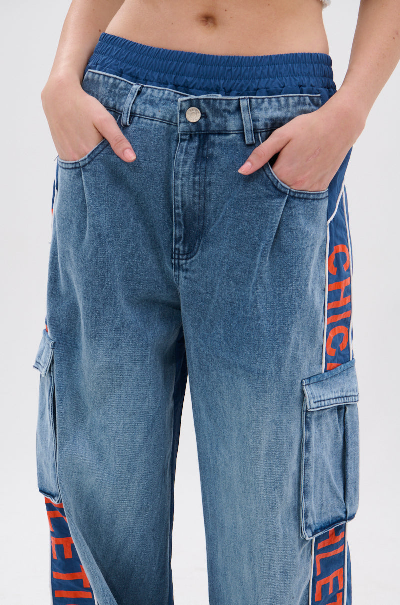 CHICAGO ATHLETICS DENIM TRACK PANTS