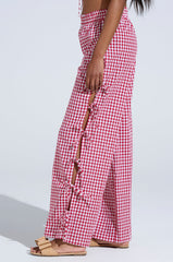 LET ME LIVE GINGHAM SIDE TIE PANT